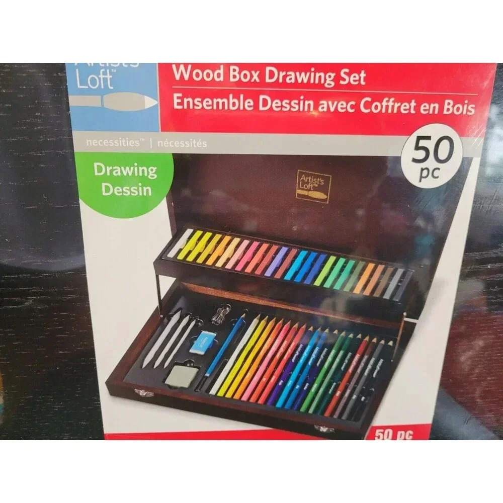 Artist’s Loft Wood Box Case- Drawing Set 50 Pieces - Brand New - Picture 3 of 8